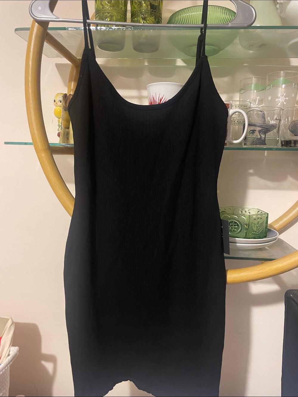 Lulu's  Black Ribbed Slip Dress - Classic Minimalist Women's Dress 000941